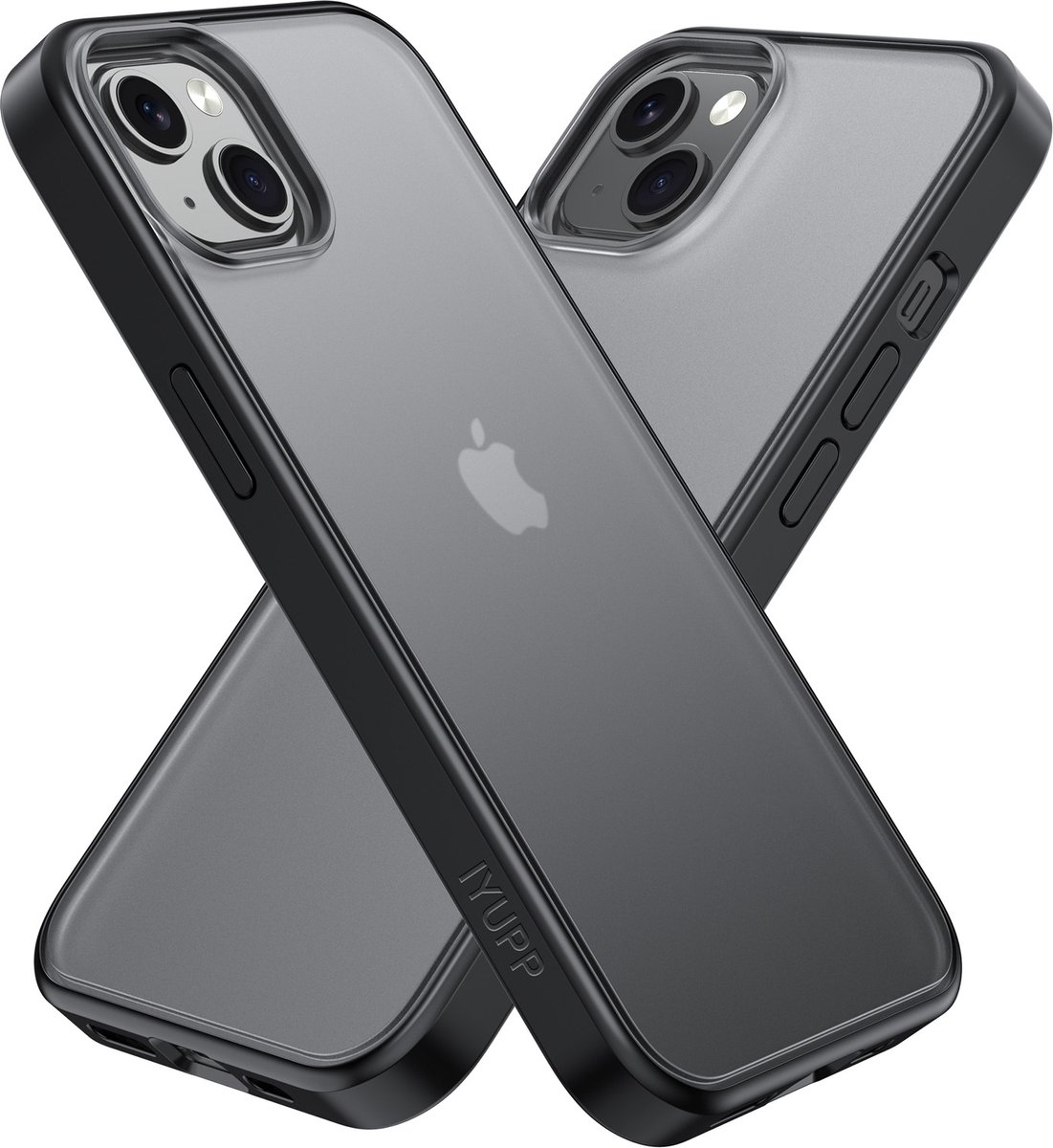 IYUPP Hoesje Geschikt voor iPhone 14 Hoesje - Shockproof Back Cover - Mat Zwart Transparant