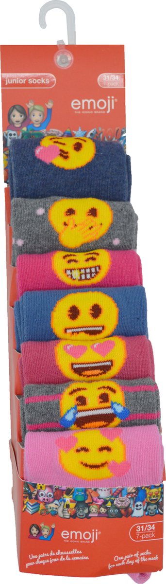 Emoji Sokken / Kousen Multipack 7-paar meisjes Maat 27/30 - Faces chaussettes socks