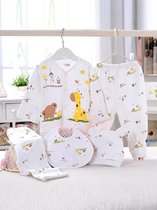 Baby Kleding 5-Delige Set - Geel / Wit - Baby Kleertjes - Dieren - Baby Kleding Jongens - Baby Kleding Meisje - Baby Pakje - Unisex