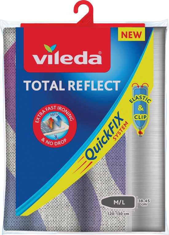 Vileda Total Reflect Strijkplankovertrek - Voor M/L strijkplanken (120-130 x 38-45 cm) - Extra snel strijken - Geen condens