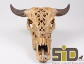 Just Impress -Buffel schedel met hoorns – Bull - Skull – muurdecoratie – 50cm - decoratief uitgesneden