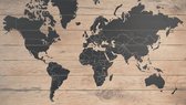 Houten Wereldkaart Black |105cm x 60 cm | Stoere en Landelijke Wereldkaart | Met 100 GRATIS koperen pins