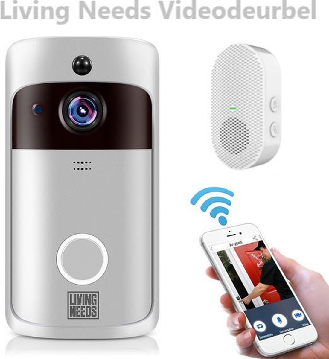 Living Needs Draadloze Deurbel HD Video Deurbel Deurbel met Camera.