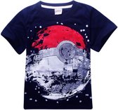 T-shirt Poke Ball - navy - maat 140 - Pokémon - kinderen - kleding - mode - korte mouw