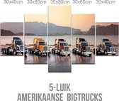 Allernieuwste Canvas Schilderij 5-luik Amerikaanse Trucks - USA Bigtrucks - Poster - 5-luik 80 x 150 cm - Kleur