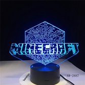 Minecraft knuffel logo 3D Led - 7 Kleuren - Leuker Cadeau dan Pluche/knuffel - 20 cm - Minecraft Nachtlampje - Speelgoed voor kinderen - Nachtlampje voor kinderen