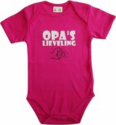 Roze romper met "Opa's lieveling" - maat 74/80 - grootvader, babyshower, zwanger, cadeautje, kraamcadeau, grappig, geschenk, baby, tekst, bodieke