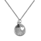 Lauren Sterk Amsterdam ketting munt open hartje - 925 zilver gerhodineerd - extra coating - valentijn - liefde