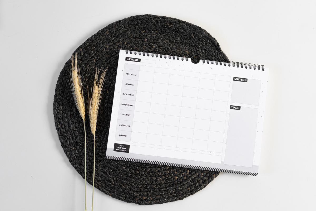 Familieplanner | 6 personen | Plannen | Gezinsplanner | Jaarplanner | Weekplanner | ongedateerd | Zwart-wit | Ringband | MOODZ design