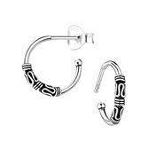 Joy|S - Zilveren Bali oorringen stud 14 mm - classic - geoxideerd