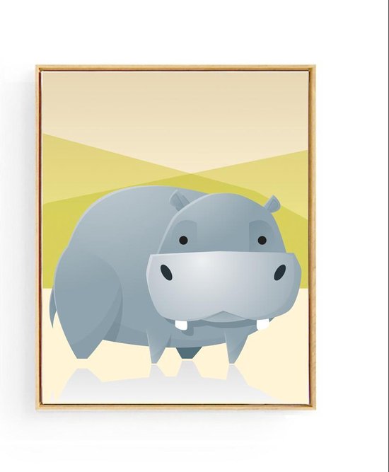 Poster Safari Dikke Nijlpaard - 40x30cm/A3 - Baby / Kinderkamer Muurdecoratie