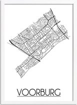 Voorburg Plattegrond poster A3 + Fotolijst wit (29,7x42cm) - DesignClaud