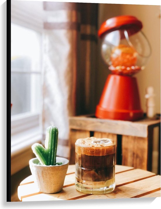 Canvas - Drankje + Cactus op Tafel - 75x100cm Foto op Canvas Schilderij (Wanddecoratie op Canvas) Canvas - Drankje + Cactus op Tafel - 75x100cm Foto op Canvas Schilderij (Wanddecoratie op Canvas)