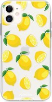 Fooncase Hoesje Geschikt voor iPhone 12 Mini - Shockproof Case - Back Cover / Soft Case - Lemons / Citroen / Citroentjes