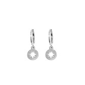 Open star coin earrings - Zilver