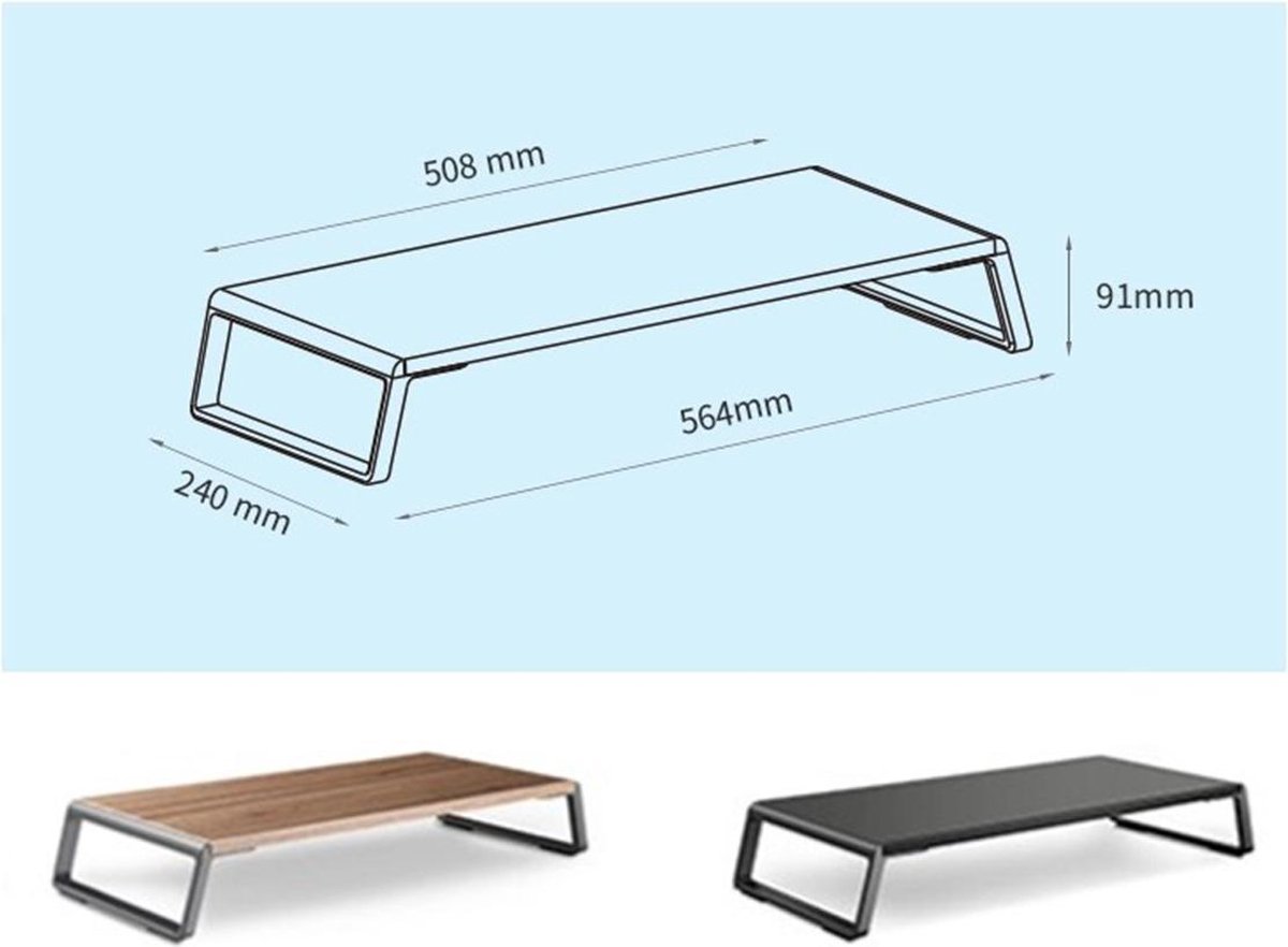 Wervox Monitor Standaard 56CM breed Ergonomisch Zwart