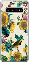 Samsung S10 Plus hoesje siliconen - Zonnebloemen / Bloemen | Samsung Galaxy S10 Plus case | geel | TPU backcover transparant