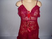 Babydoll sexy bijpassende string polyester one size bourdeaux