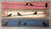 Paneel Vogel 3 luik 30x60 cm handgemaakt van hout