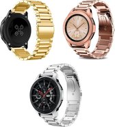 Smartwatch bandje - 3 pack - Geschikt voor Samsung Galaxy Watch 3 41mm, Active 2, 20mm horlogebandje - RVS metaal - Fungus - Schakel - Goud Zilver Rosegoud