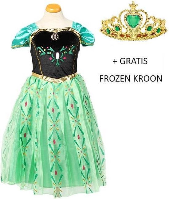 Geroosterd Kan worden berekend Jabeth Wilson Frozen prinses Anna Jurk - groen - Maat 104/110 (120) | bol.com