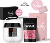 Peachy Premium Smart Wax Complete Ontharingsset - Roze - Inclusief 10 Zakken Roze Wax Pearls en 40 Houten Applicators