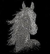 Paarden Pony Hoofd Strass Rhinestone Strijk Applicatie 30 x 21 cm