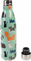 NINE LIVES - STAINLESS STEEL DRINKING BOTTLE - 500ML - REX LONDON - DRINKFLES - CATS