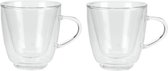 Set van 2x dubbelwandige koffie/espresso glazen 160 ml - transparant - Espresso bekers en glazen