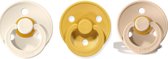 Bibs fopspenen 0-6 maanden set 3 stuks (Ivory, Vanilla, Desert sand) Maat 1 fopspeen
