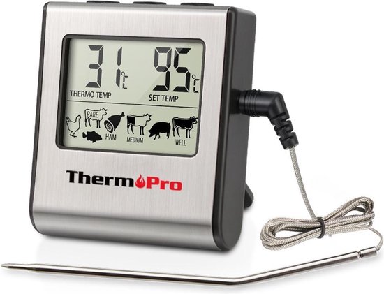 Thermo Pro Professionele Digitale Vleesthermometer - Met Timer & Alarm - Perfect Vlees uit de Oven & BBQ!
