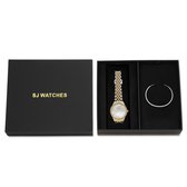 SJ WATCHES Geschenkset MEAUX Horloge 32mm + Armbandje - Gift set - Geschenkset voor vrouwen - Zilver Gouden horloge