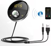 DrPhone BC02 -  Bluetooth Car Kit – FM Radio -  Handsfree Bellen In de Auto – LED Display – USB Lader – AUX- + Autolader - Zwart -