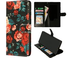 HB Hoesje Geschikt voor Apple iPhone SE 2022 & SE 2020 met Print - Portemonnee Book Case - Kaarthouder & Magneetlipje - Vintage Bloemen