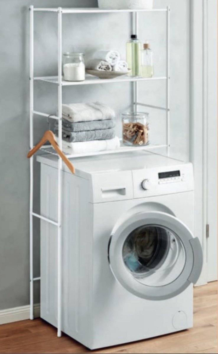 Relaxdays wasmachine kast bamboe - 2 etages - ombouwkast - 175 x 66 x