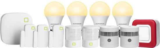 AduroSmart ERIA® Smart home zigbee security set Extra Large - hub, draadloze contactsensor - deursensor / raamsensor, draadloze bewegingssensor, draadloze sirene / alarm, draadloze rookmelder, slimme verlichting