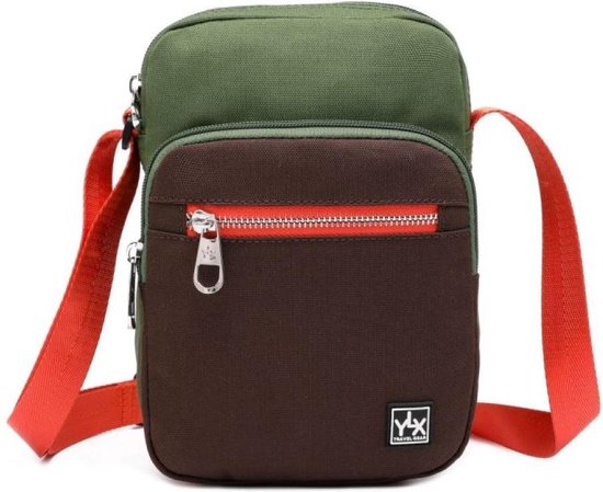 YLX Adonis Crossbody. Leger groen & bruin. Recycled Rpet materiaal. Eco-friendly