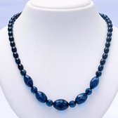 Brigada - ketting - blauwe barnsteen - 45 cm + 5 cm verlengstukje - sterling 925 zilveren sluiting