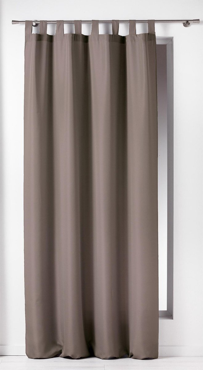 Gordijnen-Kant en klaar- met ophanglus 140x260cm uni polyester taupe