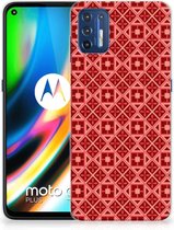 Protection Housse pour Motorola Moto G9 Plus Coque Téléphone Batik Rouge