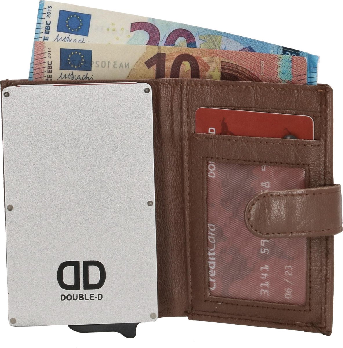 Double-D FH-serie Safety Wallet - RFID Anti-Skim Bescherming - Leren Portemonee - Bruin