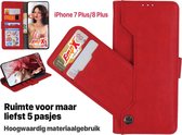 EmpX.nl Apple iPhone 7 Plus/8 Plus Rood  Boekhoesje | Portemonnee Book Case | Flip Cover Hoesje | Met Multi Stand Functie | Kaarthouder Card Case | Beschermhoes Sleeve | Met Pasjes