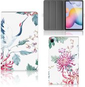 Stand Case Samsung Galaxy Tab S6 Lite | Tab S6 Lite 2022 Cover met Magneetsluiting Super als Cadeau voor Vriendin Bird Flowers