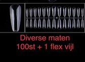 100 stuks Coffin-Ballerina press on tips + flex vijl  quick easy go tips -  tipeez aprez apres Gel X nail kwaliteit tips