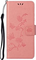 Samsung Galaxy S21 Hoesje - Coverup Bloemen & Vlinders Book Case - Pink