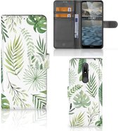Wallet Book Case Nokia 2.4 Smartphone Hoesje Leaves