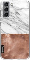 Casetastic Samsung Galaxy S21 4G/5G Hoesje - Softcover Hoesje met Design - Marble Copper Print