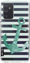 Casetastic Samsung Galaxy A52 (2021) 5G / Galaxy A52 (2021) 4G Hoesje - Softcover Hoesje met Design - Glitter Anchor Mint Print