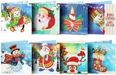Diamond Painting kaarten - Kerstkaarten - 8 stuks - Gedeeltelijk te beplakken - Hobbypakket