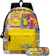 Pikachu rugzak strip groot met etui - kinderen - kinderrugzak - Pokémon - rugtas - tas - schooltas - 40x30 cm (lxb)